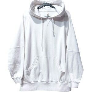 Free People FP Movement White 100% Cotton Oversized Mixed Textile Hoodie Medium
